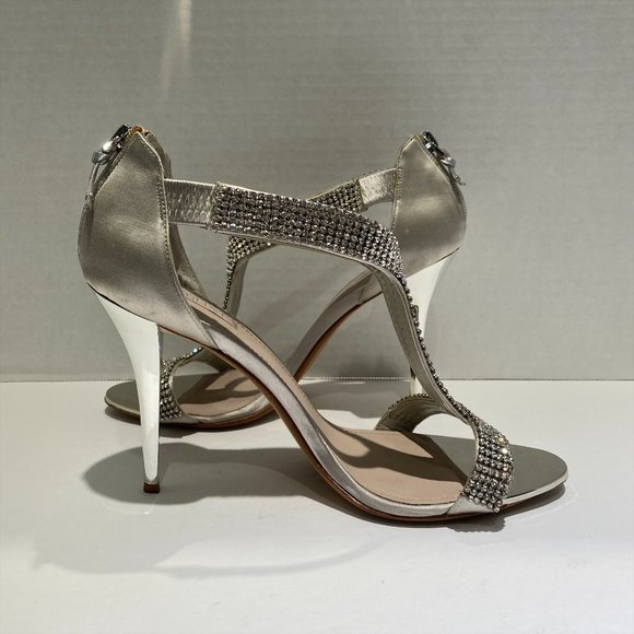 GLINT Devyn Silver Rhinestoned Stiletto Heels - Picture 4 of 8